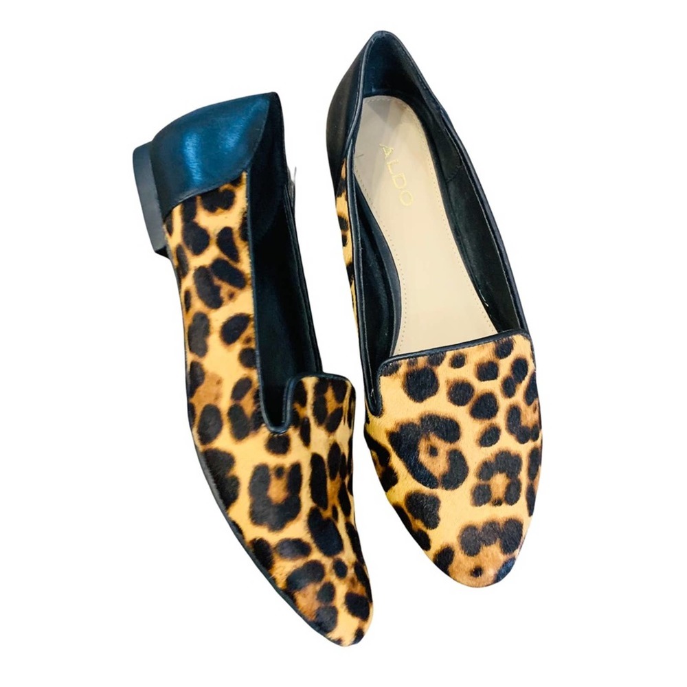 ALDO sz 7 Calf Hair Animal Print Slip On Loafers